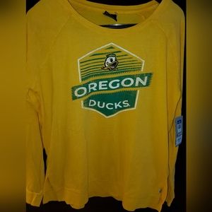 NWT Colosseum Women's Long Sleeve Oregon Ducks Shirt Yellow Green Size Large